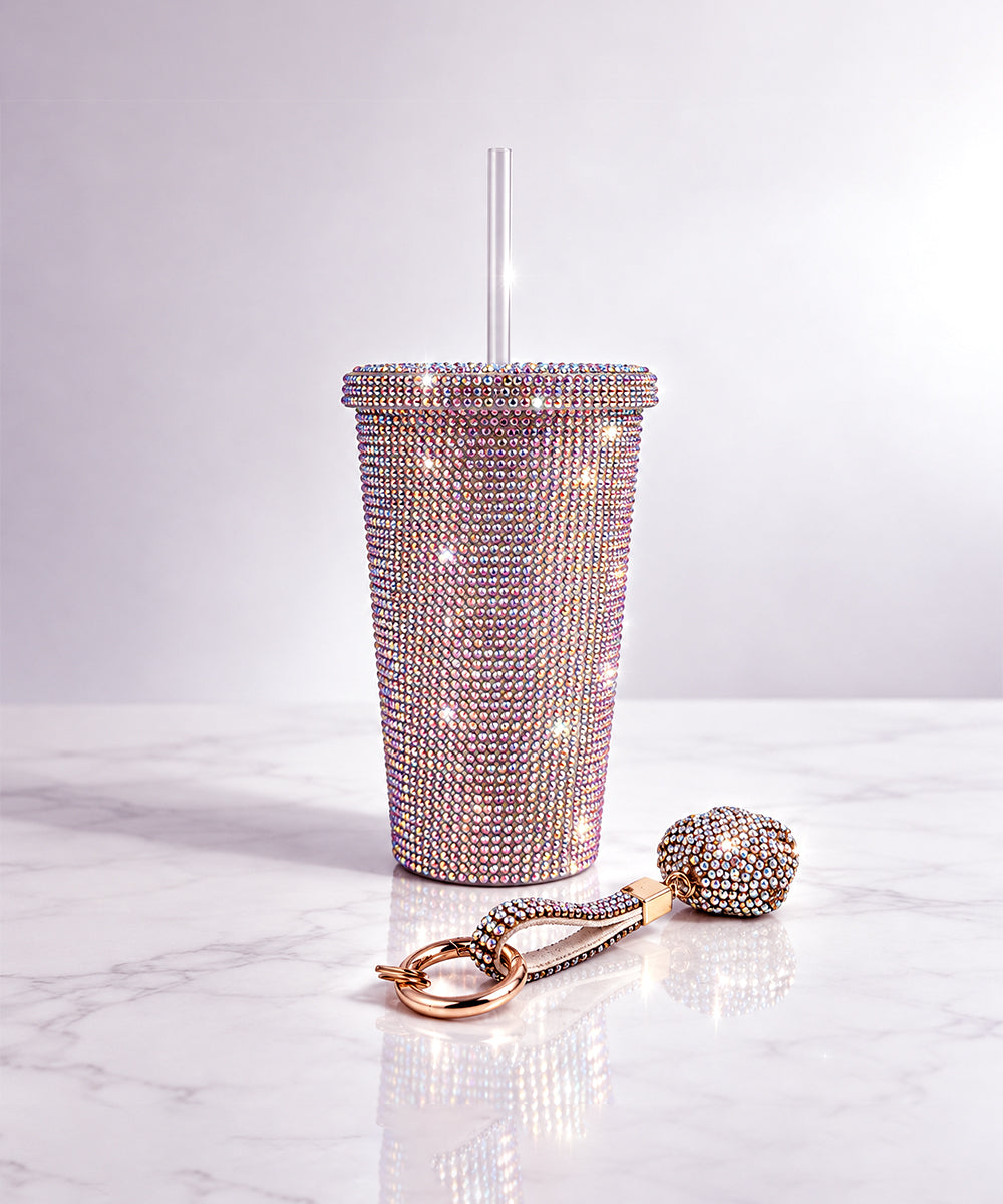 Hamster London Crystal Gem Sipper With Charm Pink