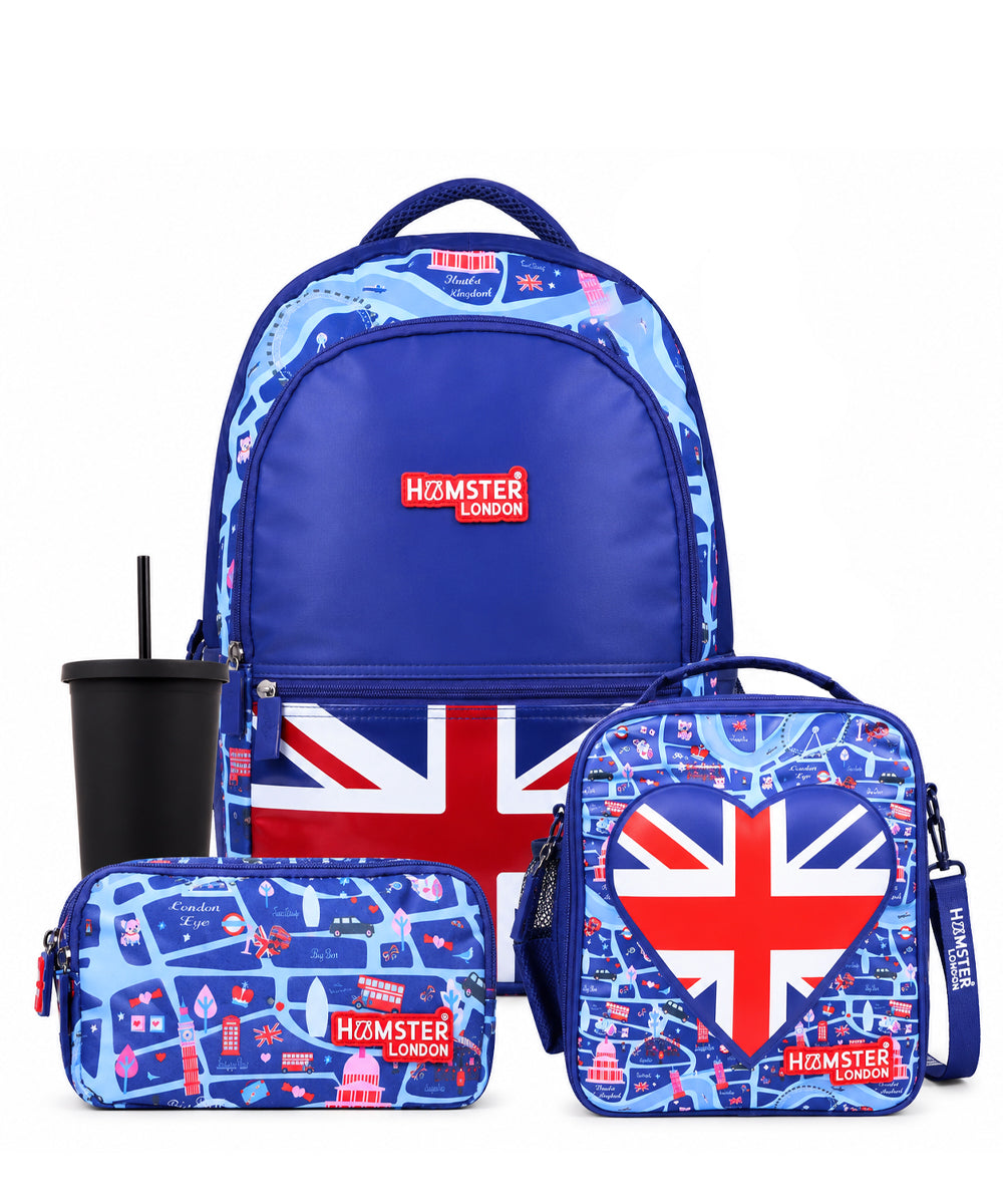 Hamster London Gift Bundle Royal London Backpack, Sling, Pouch & Sipper Set of 4