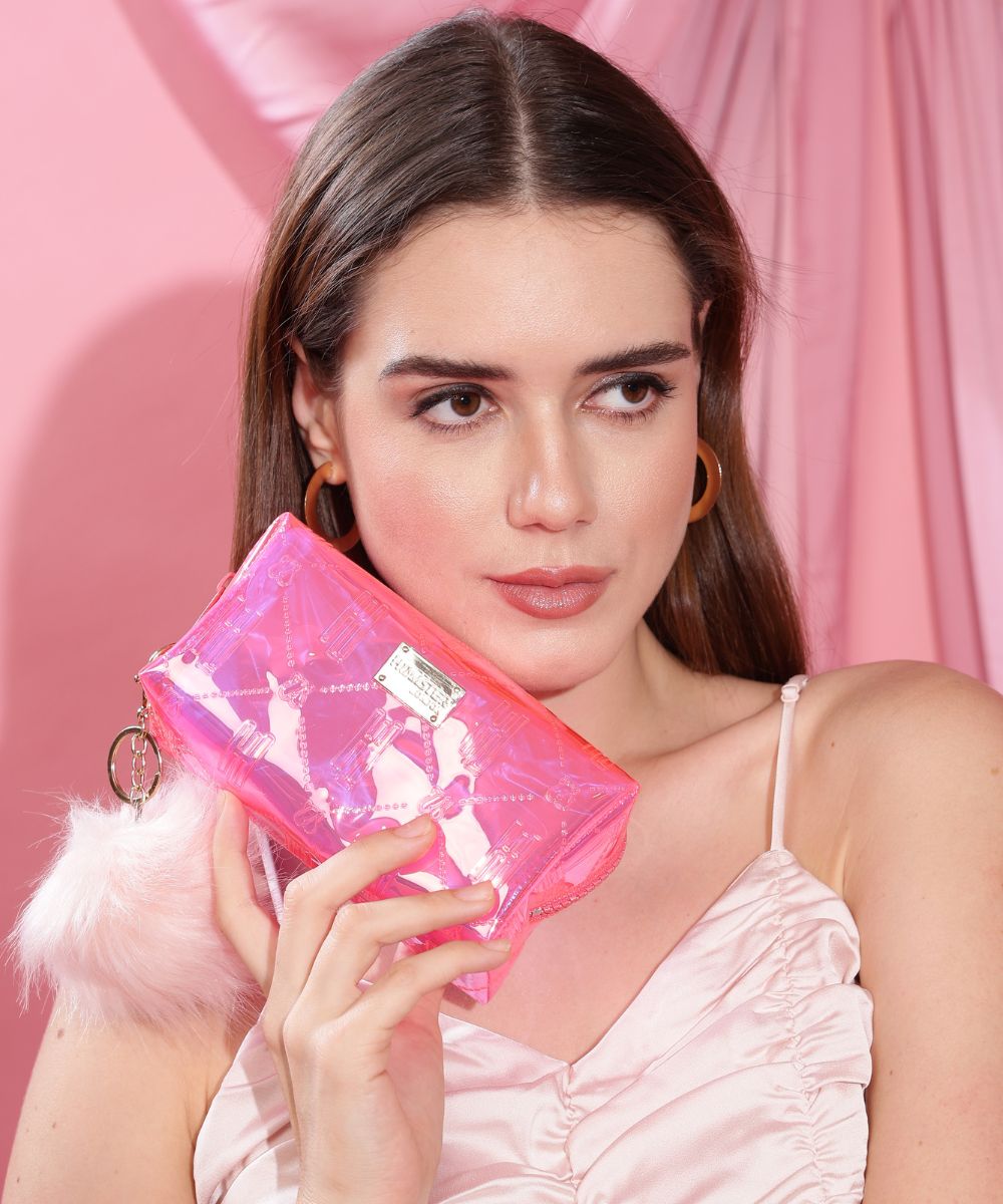 Hamster London Raver Pink Pouch with Pom Pom