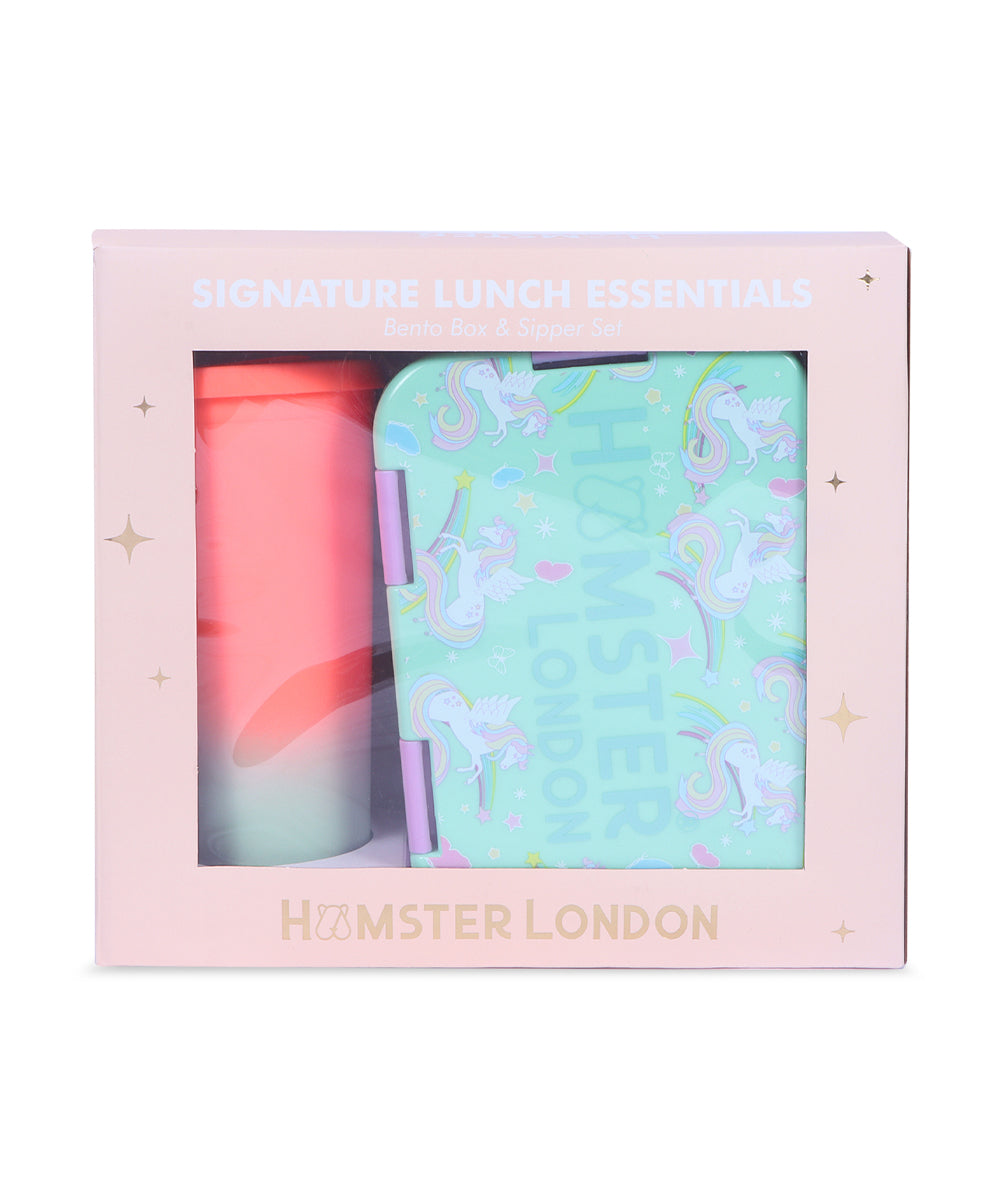 Hamster London Bento Box Twinkle Horn Unicorn and Sipper Set