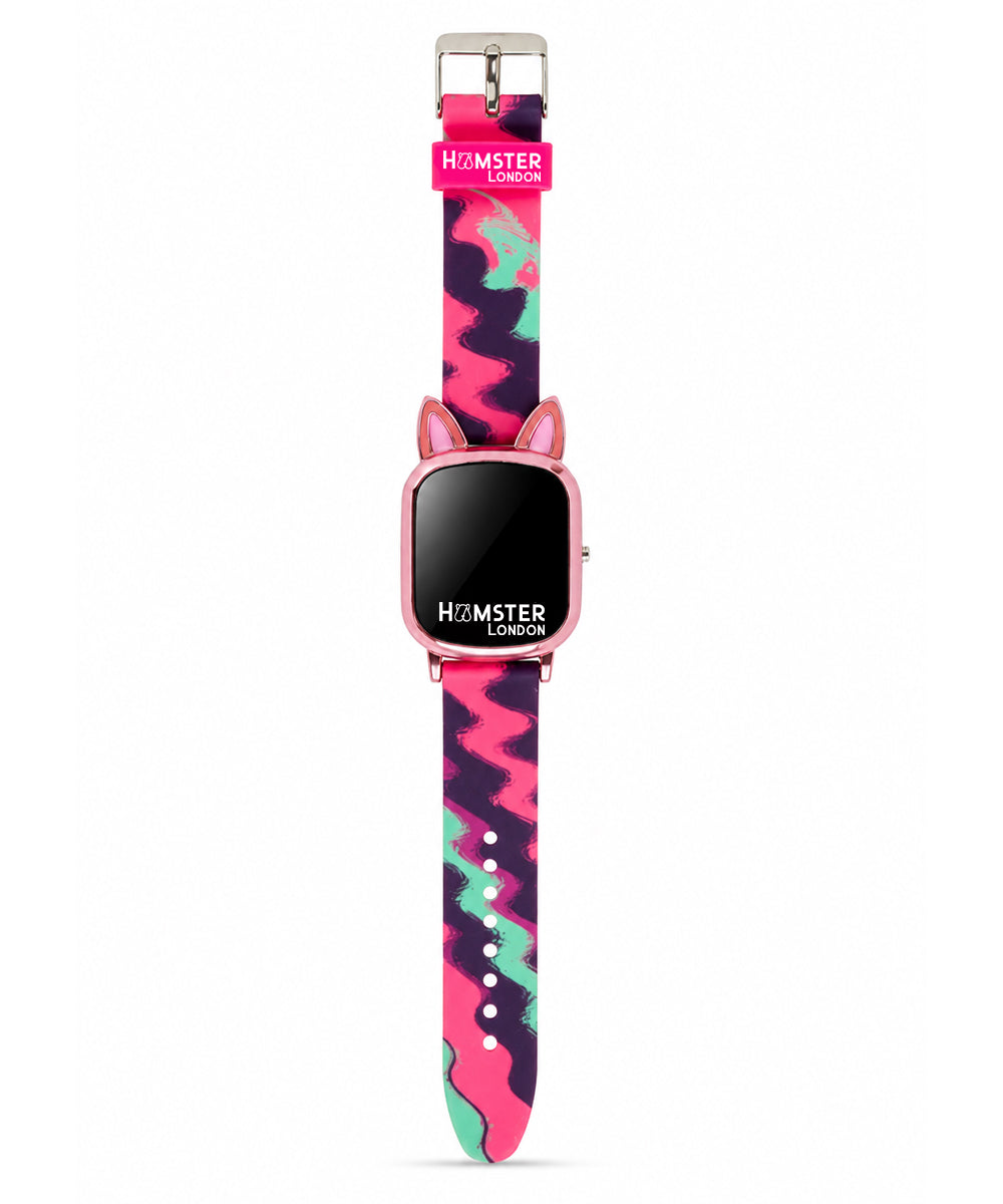 Hamster London Unicorn Metal Horn Swirl Digital Watch