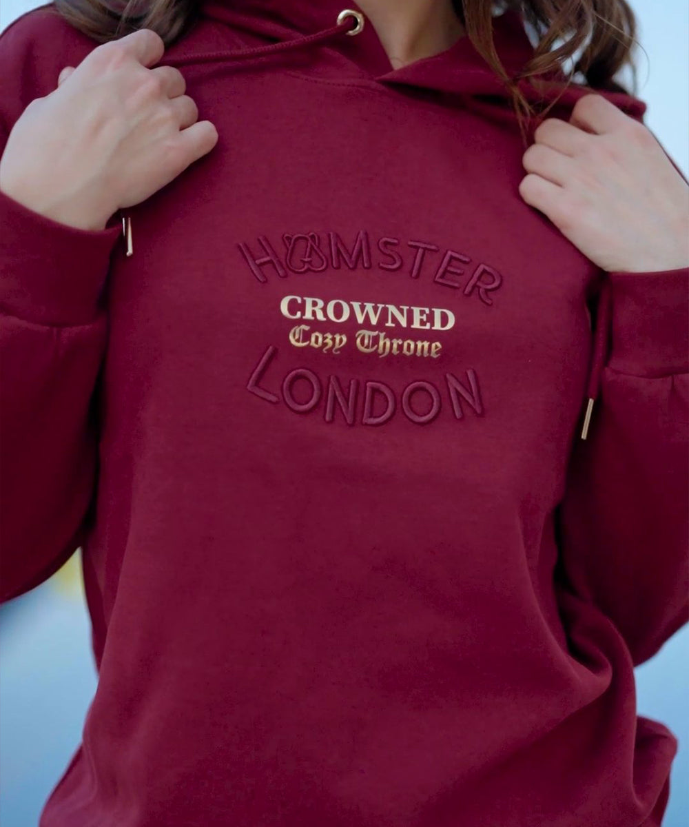 Hamster London Crown Hoodie Maroon Coord Set