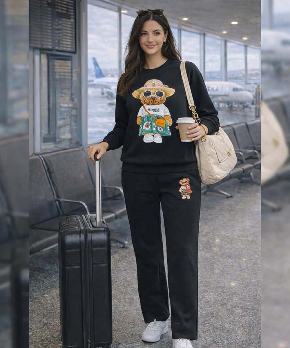 Hamster London Ted H Holiday Black Sweatshirt & Lower Cord Set