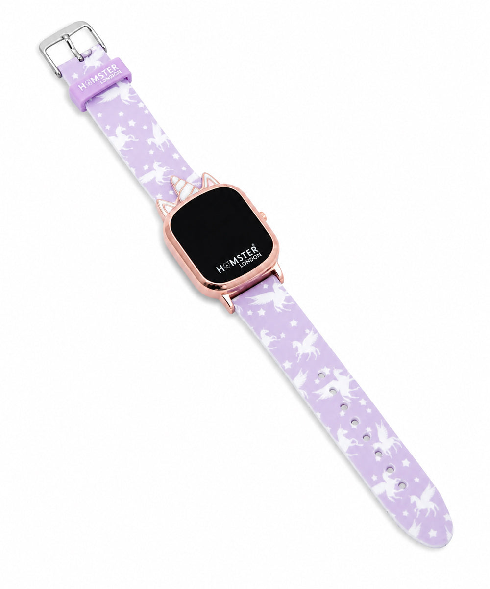 Hamster London Unicorn Metal Horn Purple Digital Watch