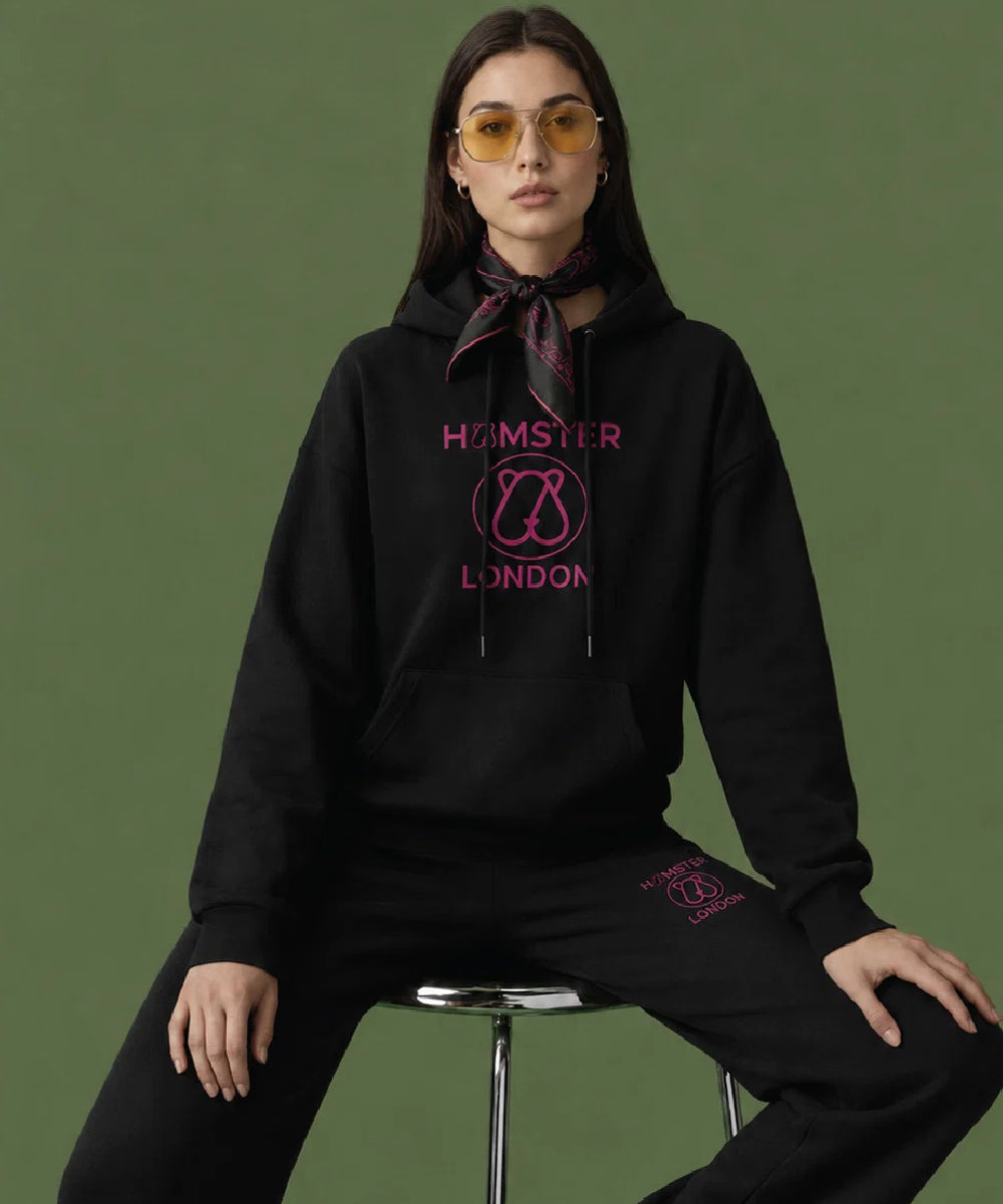 Hamster London Teddy Neon Hoodie & Lowers Set Black