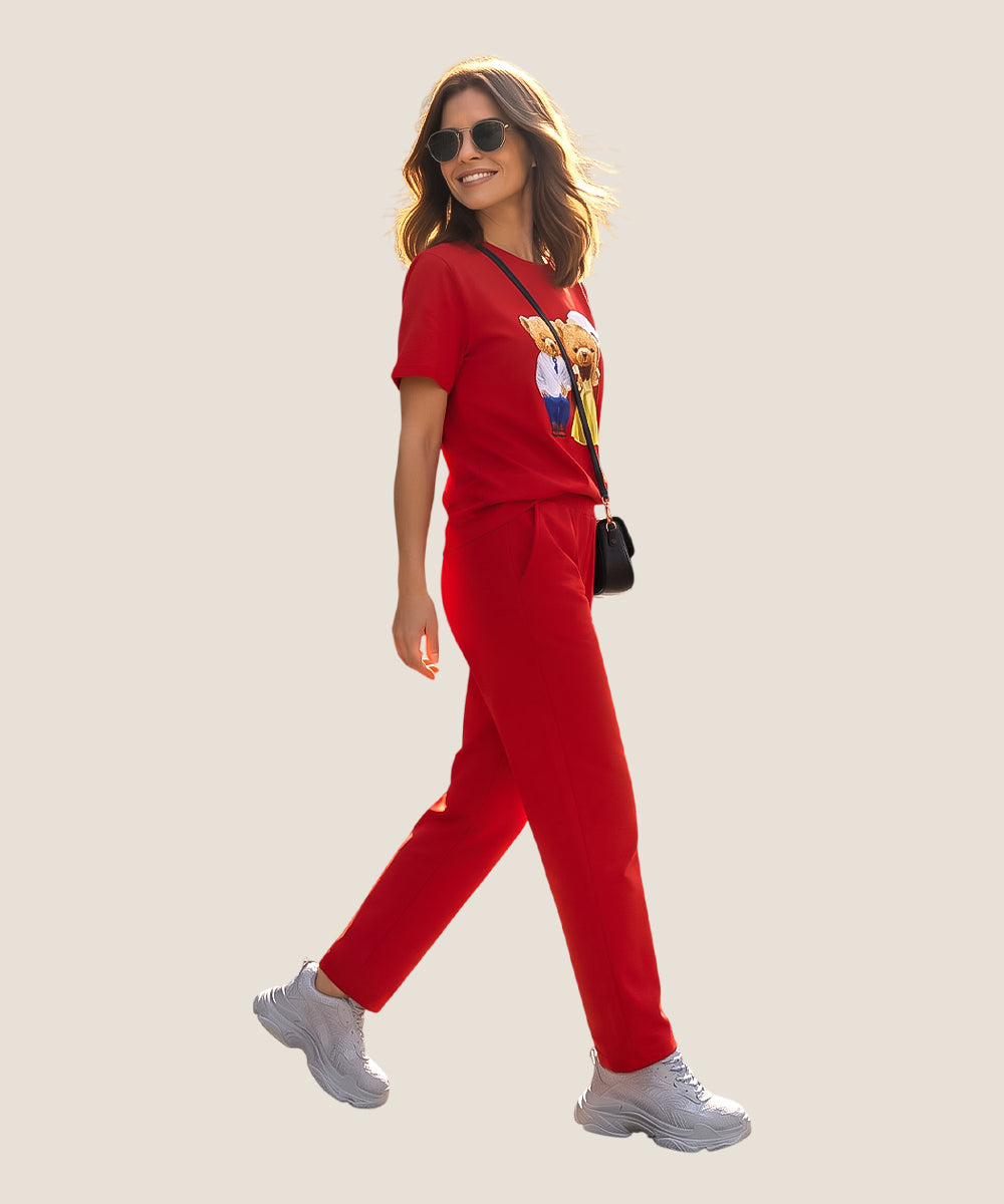 Hamster London Ted H Holiday T Shirt & Lower Cord Set Red