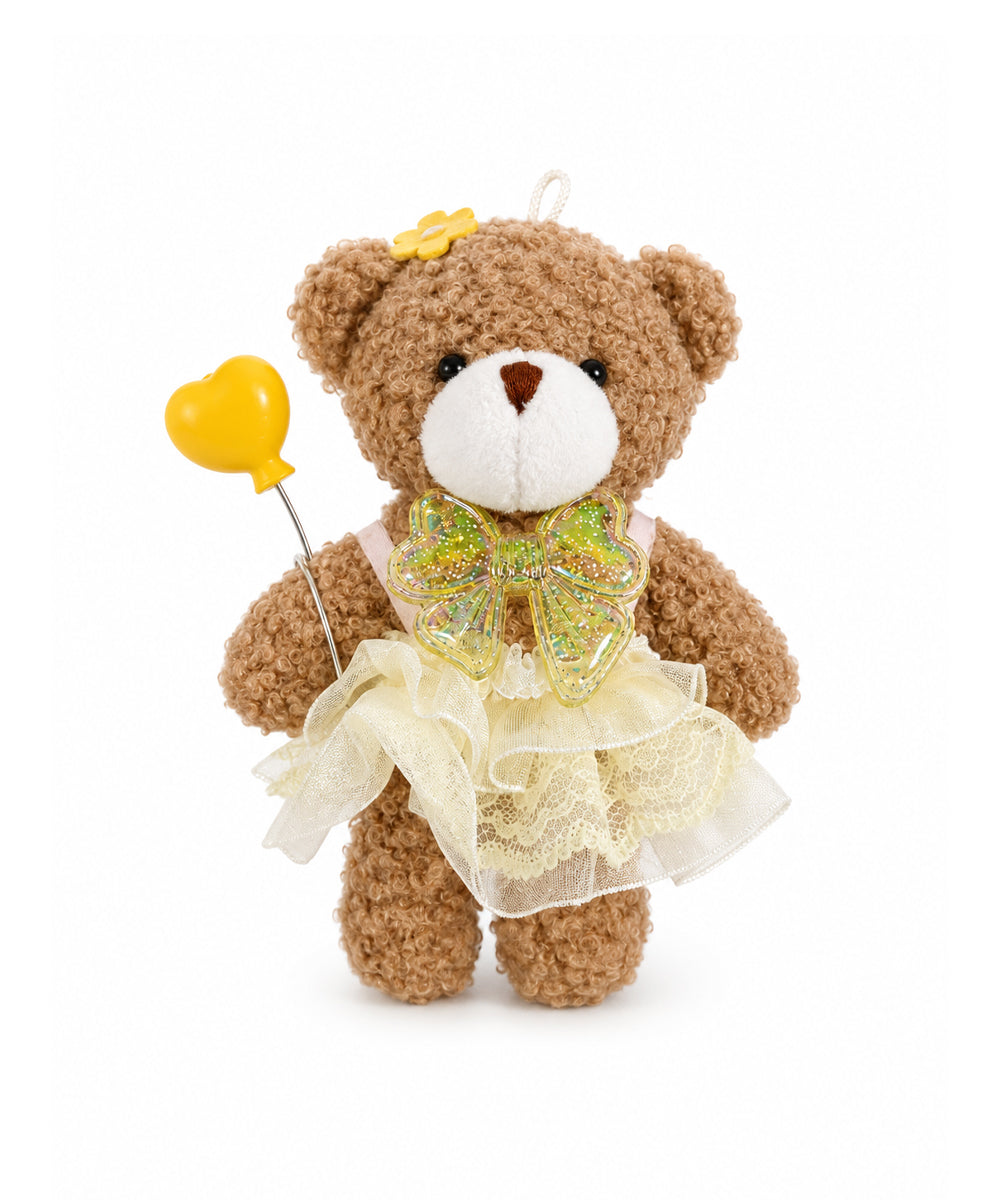 Yellow Fairy Teddy Bear Bag Charm with Silver Rhinestone Strap
