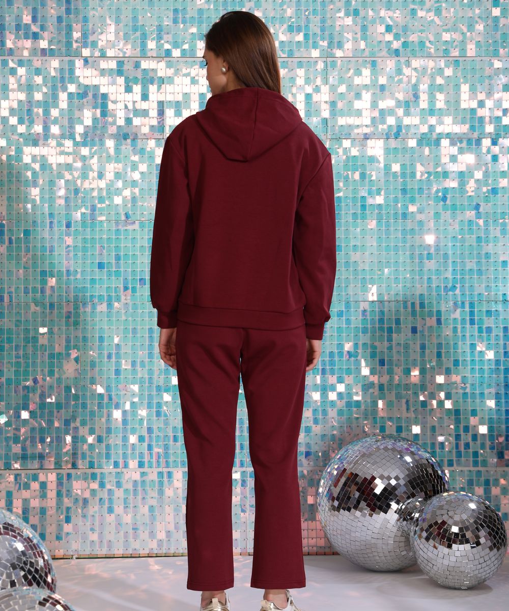 Hamster London Crowned Cozy Throne Hoodie & Lowers Set Maroon