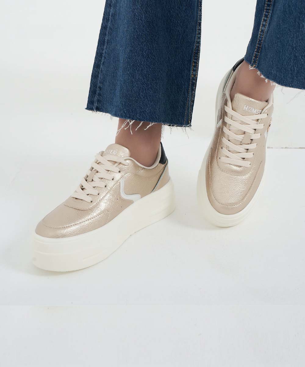 Hamster London Metallic Motion Gold Sneakers