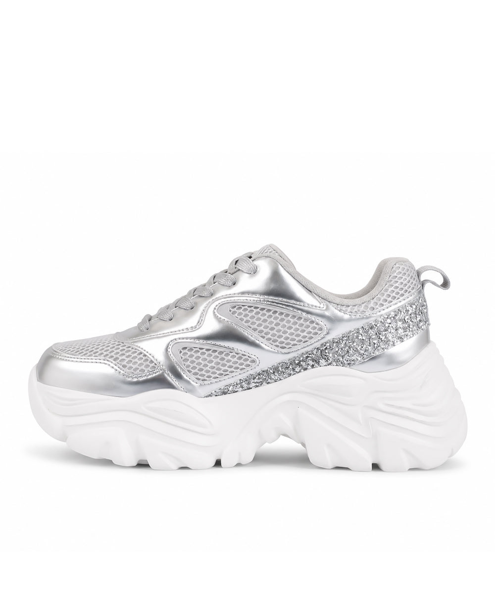 Hamster London Marcella Glitz Party Silver Sneakers