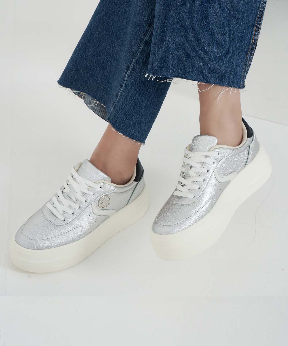 Hamster London Metallic Motion Silver Sneakers