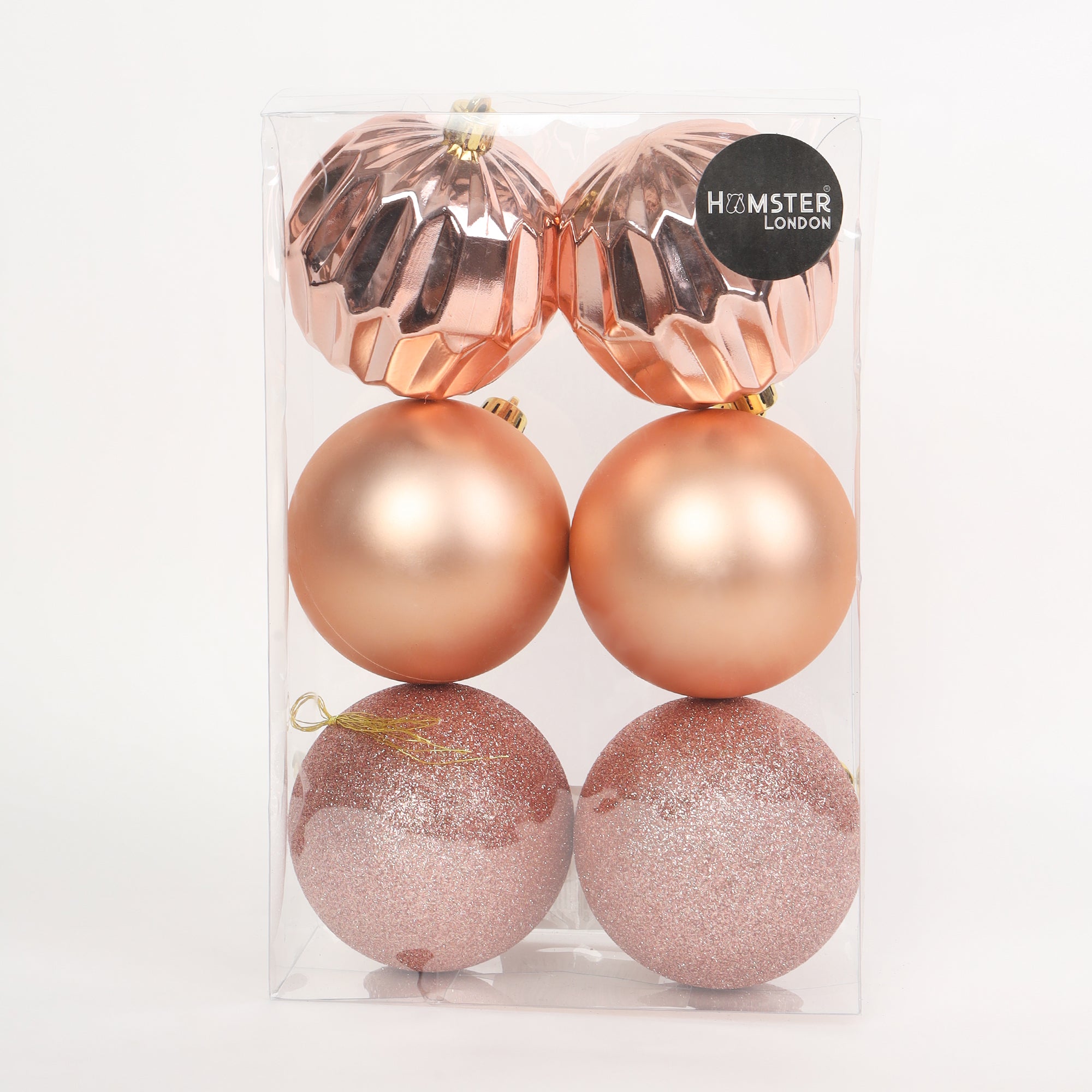 HL Holy 8cm Glitter Gold Christmas Ball Set of 6 Pieces