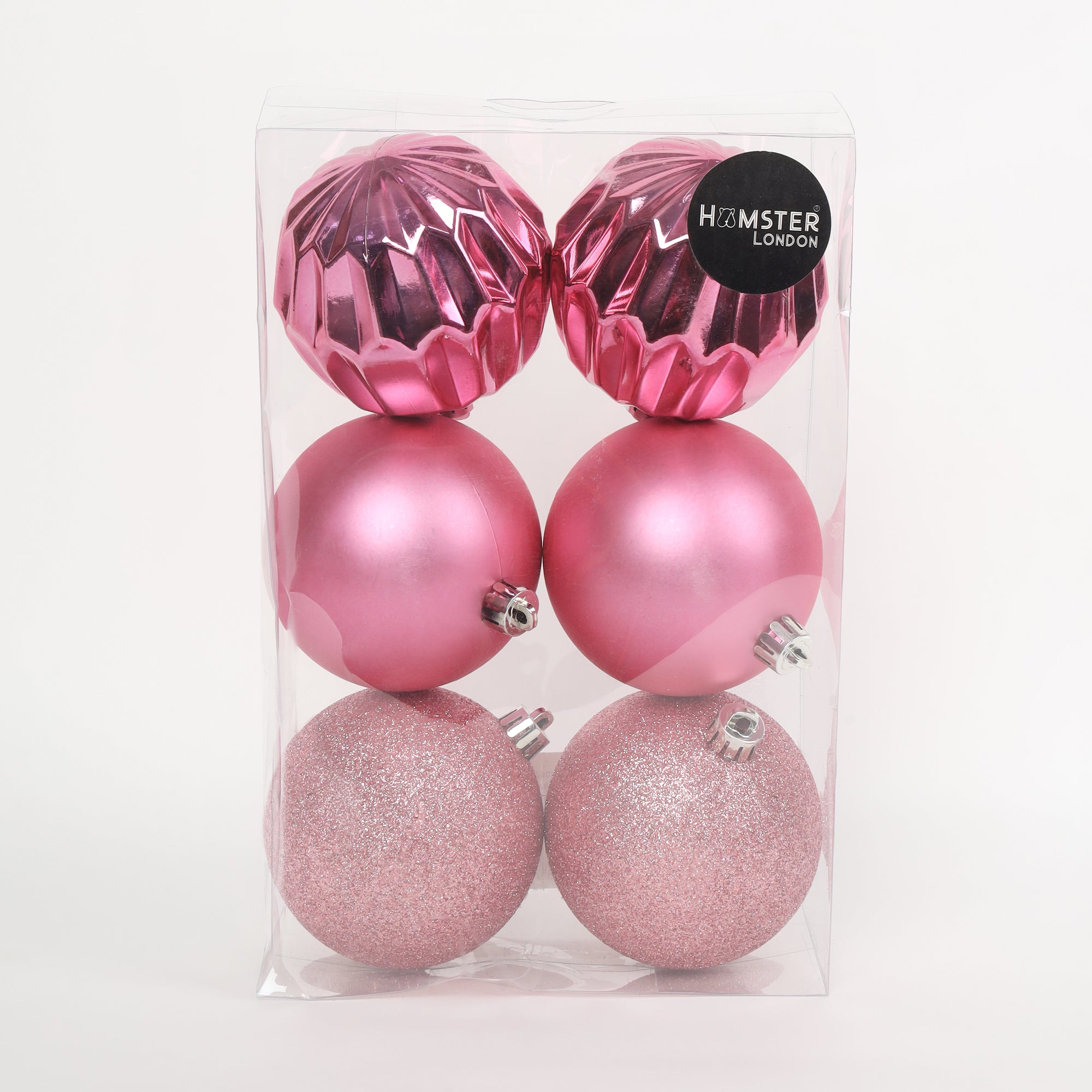 HL Holy 8cm Pink Christmas Ball Set of 6 Pieces