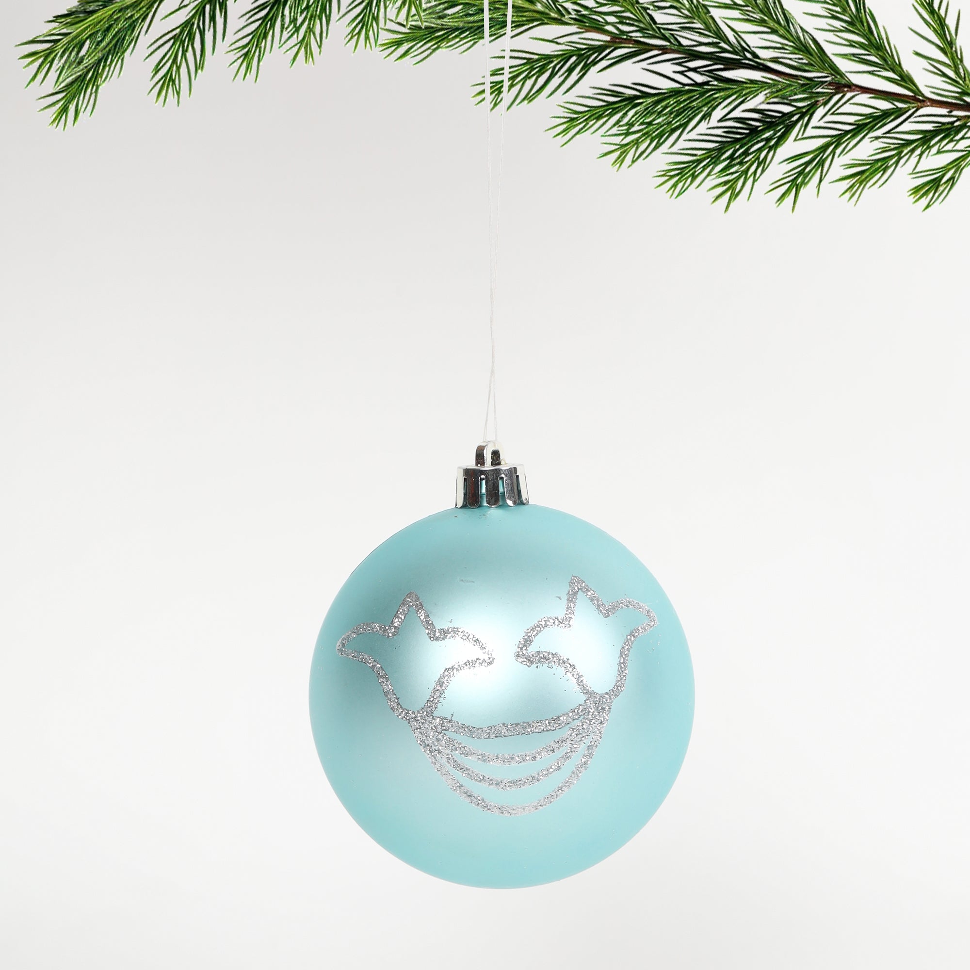 HL Holy 8cm Blue Shiny Christmas Ball Set of 6 Pieces