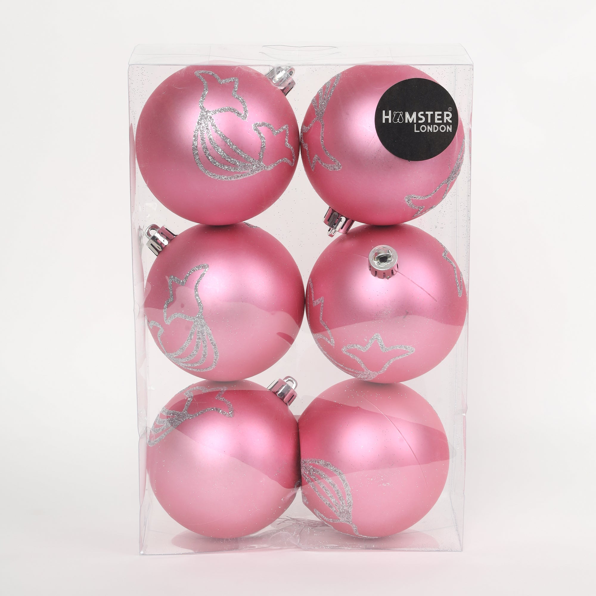 HL Holy 8cm Pink Christmas Ball Set of 6 Pieces