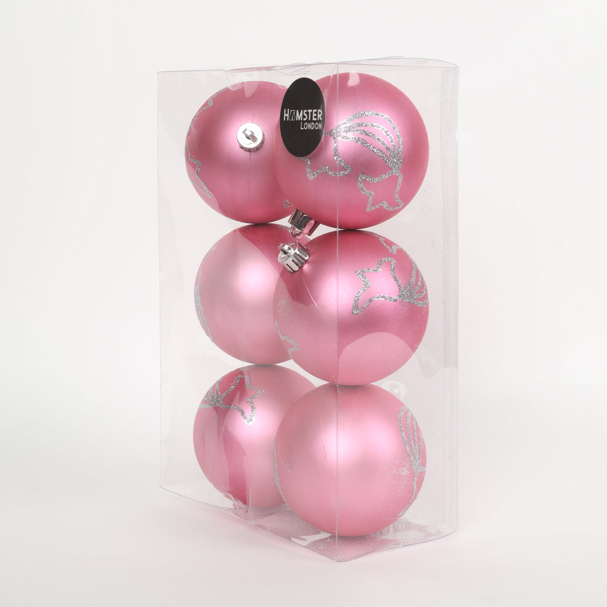 HL Holy 8cm Pink Christmas Ball Set of 6 Pieces