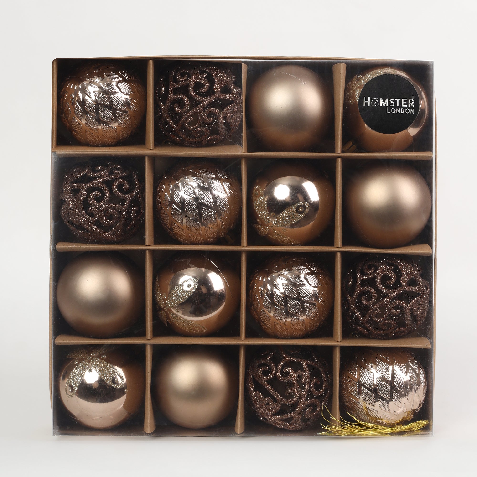 HL Holy 6cm Gold Christmas Ball Set of 16 Pieces