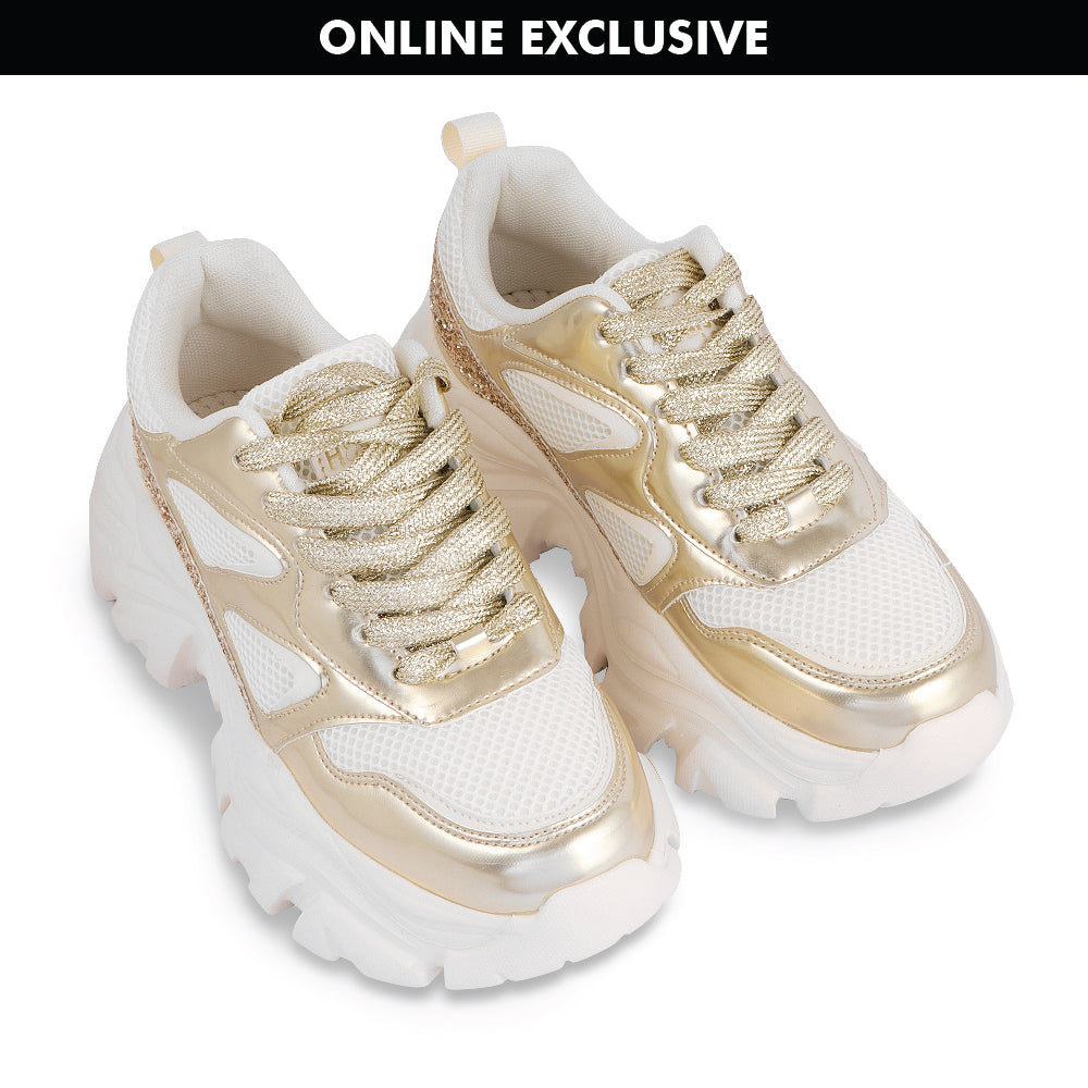 Hamster London Marcella Glitz Party Gold Sneakers