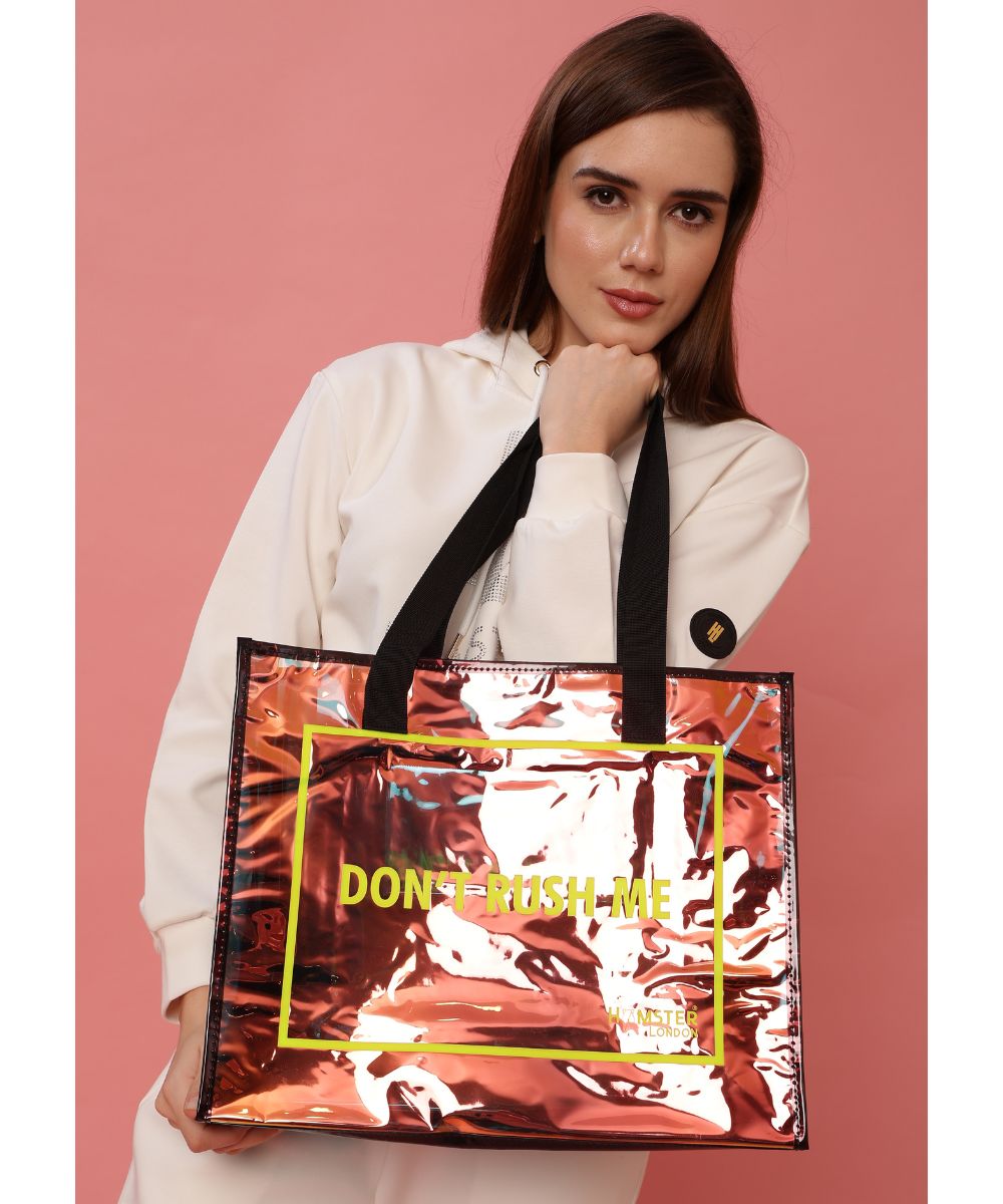 Hamster London Shiny Classic Don't Rush Me Tote Bag Black