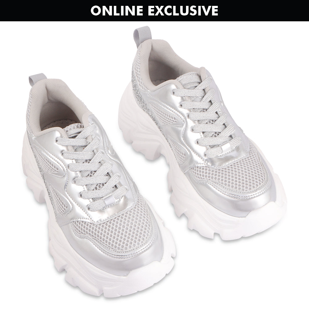 Hamster London Marcella Glitz Party Silver Sneakers