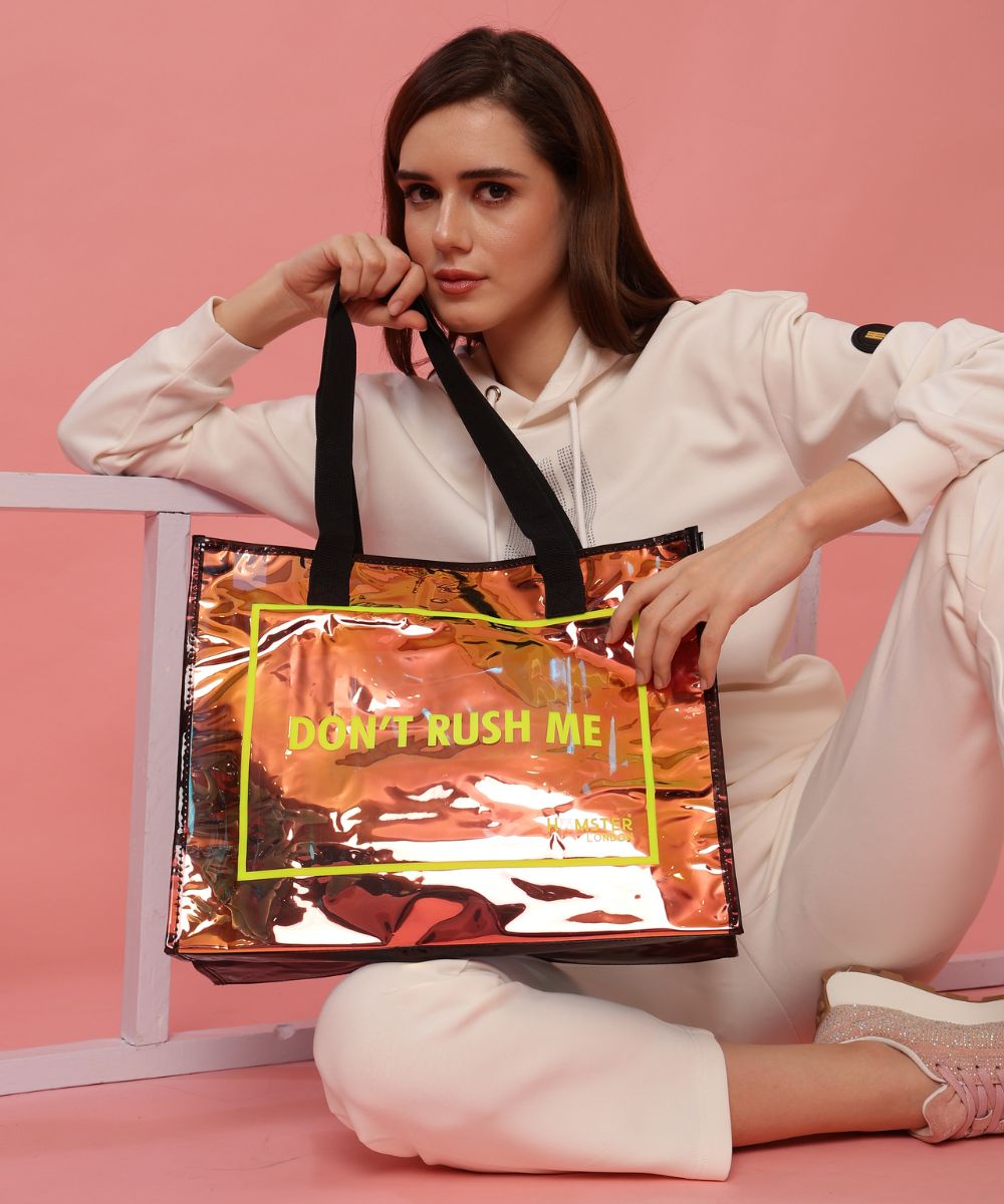 Hamster London Shiny Classic Don't Rush Me Tote Bag Black