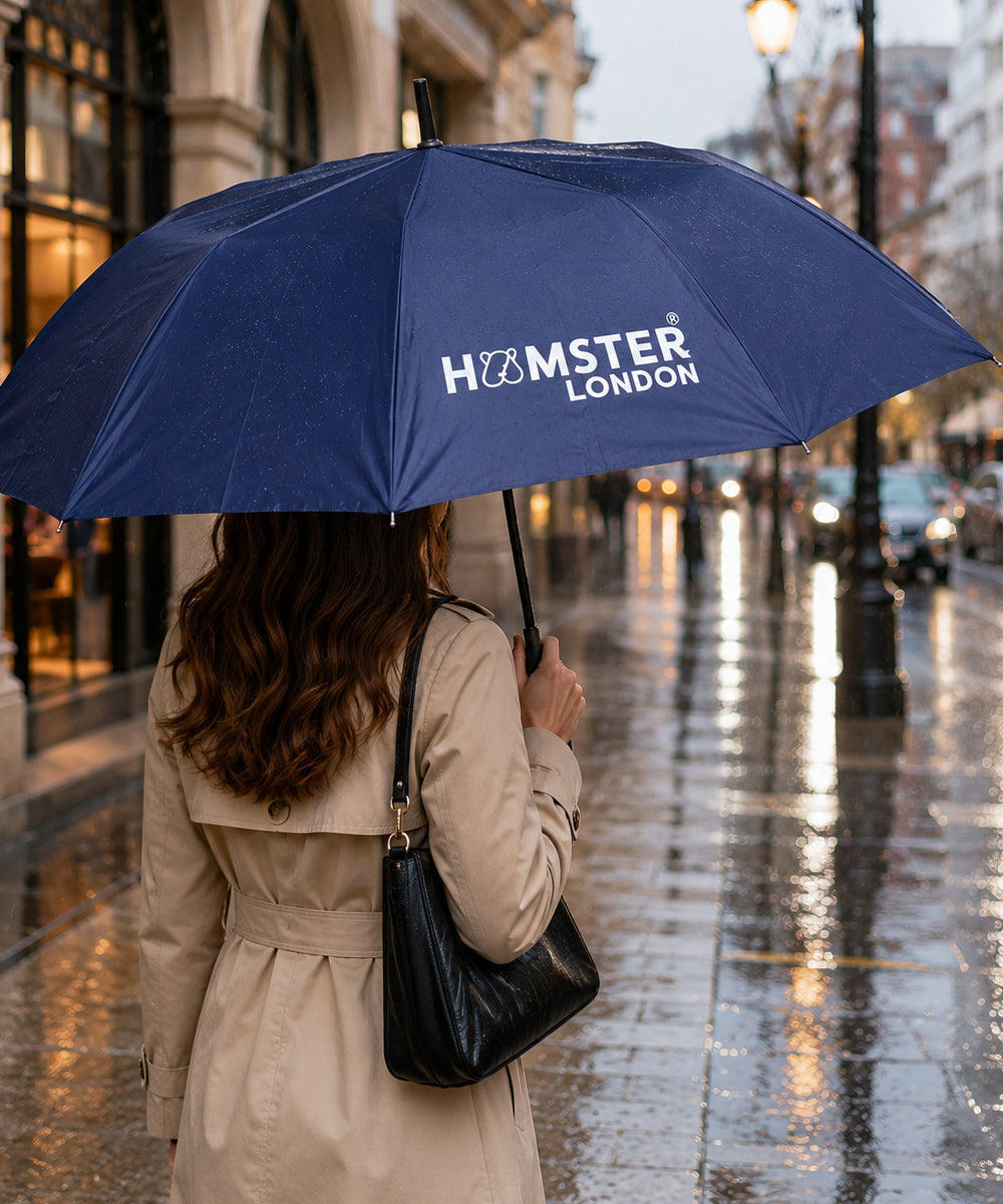 Hamster London Colored Handle Auto Umbrella Blue