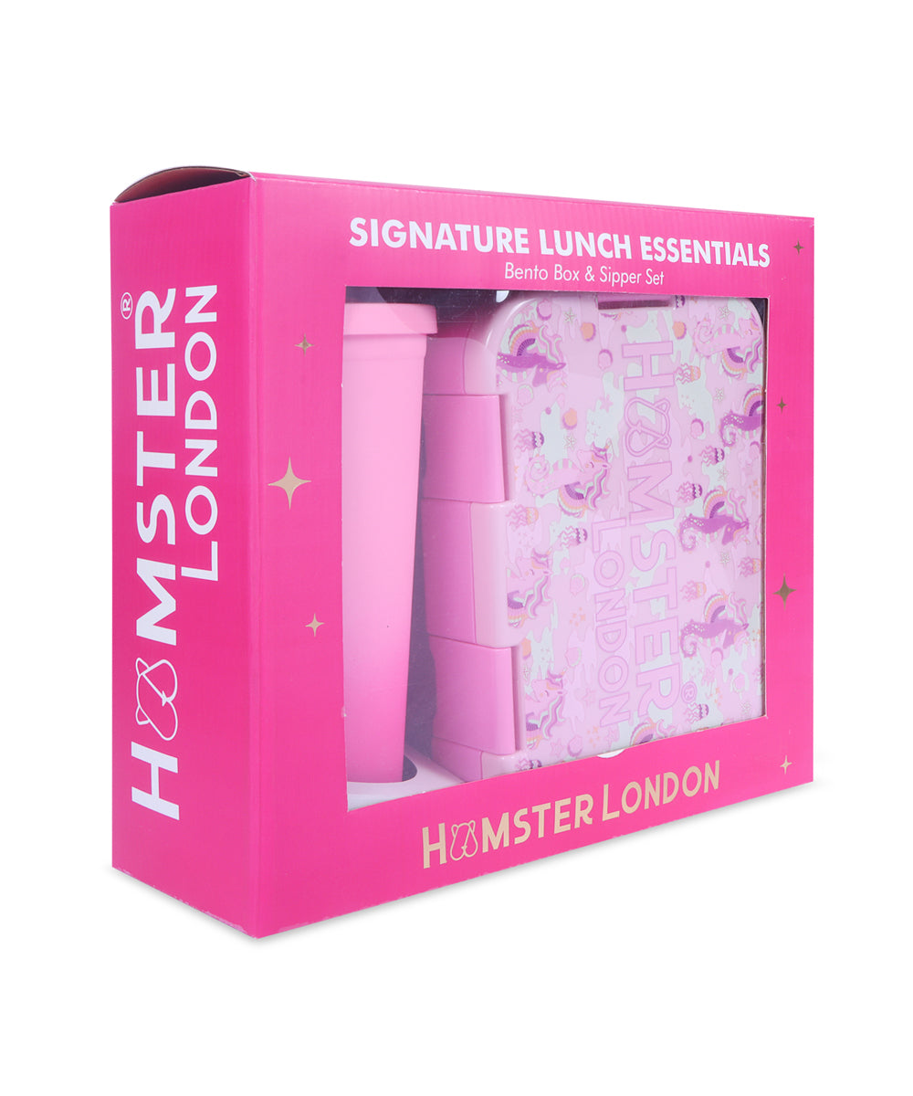 Hamster London Bento Box Perky Unicorn and Sipper Set