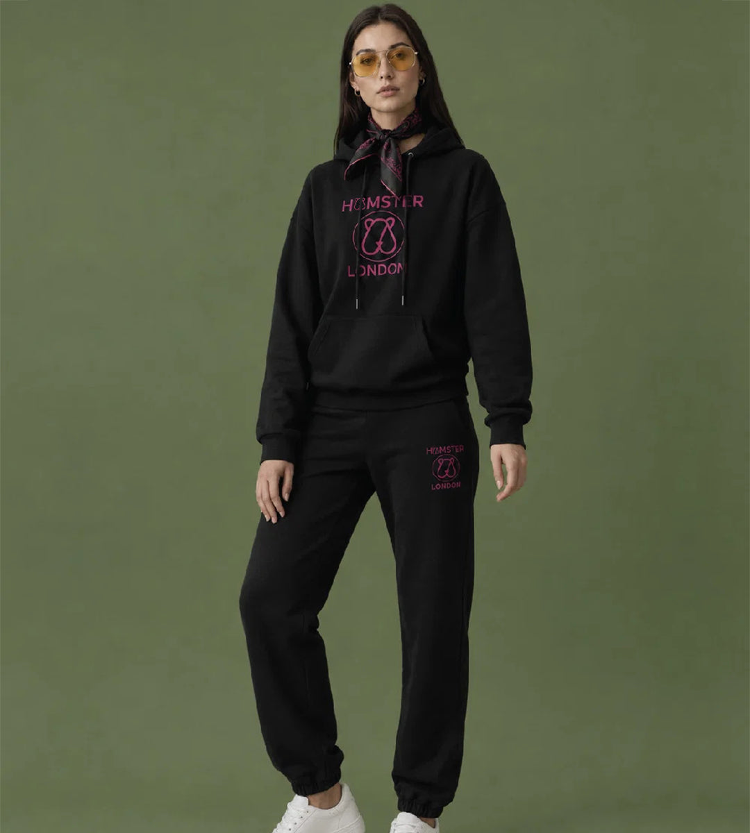 Hamster London Teddy Neon Hoodie & Lowers Set Black