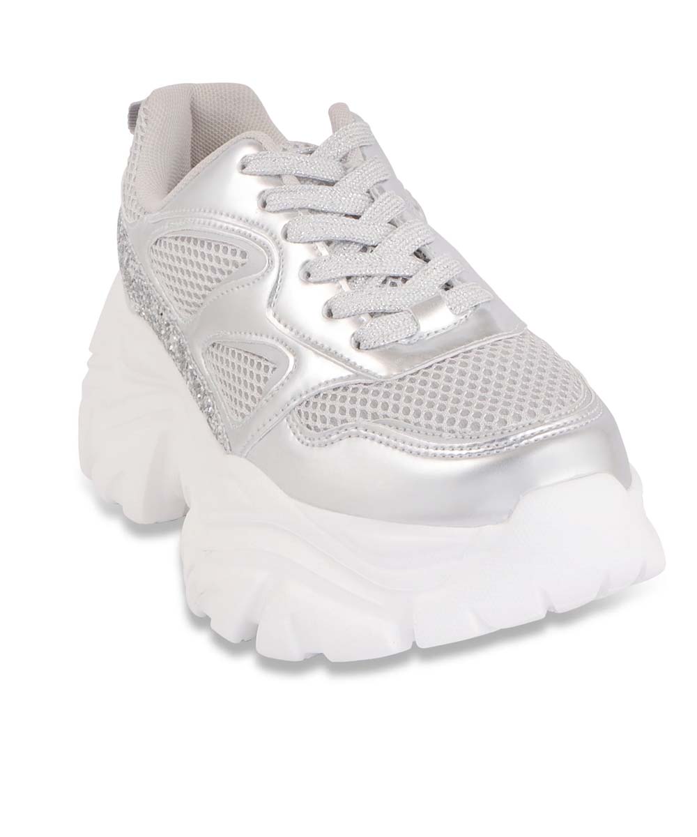 Hamster London Marcella Glitz Party Silver Sneakers