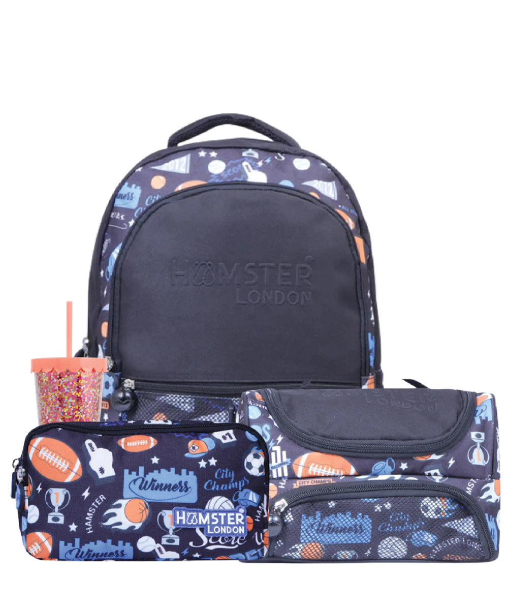 Hamster London Gift Bundle City Champ Backpack, Sling, Pouch & Sipper Set of 4