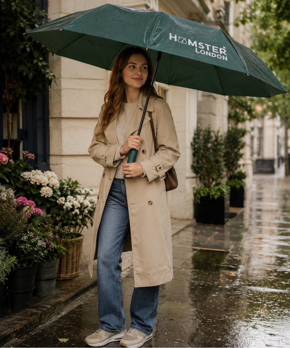 Hamster London Colored Handle Auto Umbrella Green