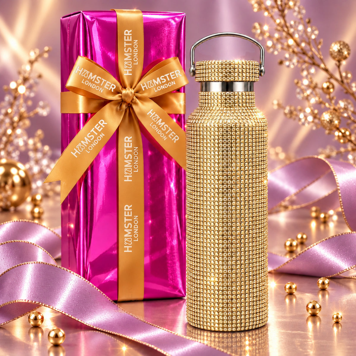 Hamster London Crystal Gem Bottle Gold