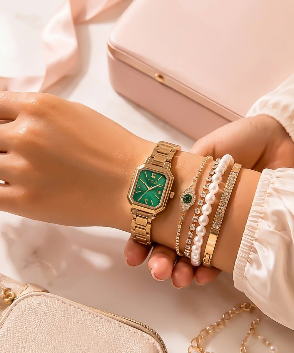 Hamster London Morning Star Women Green Gold Watch