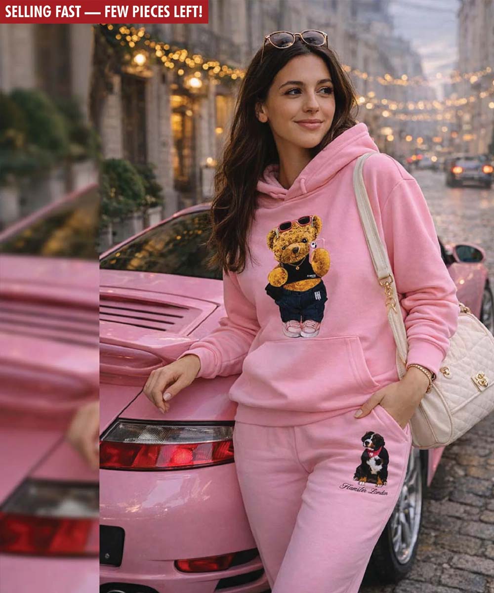 Hamster London Ted H Holiday Pink Hoodie & Lower Cord Set