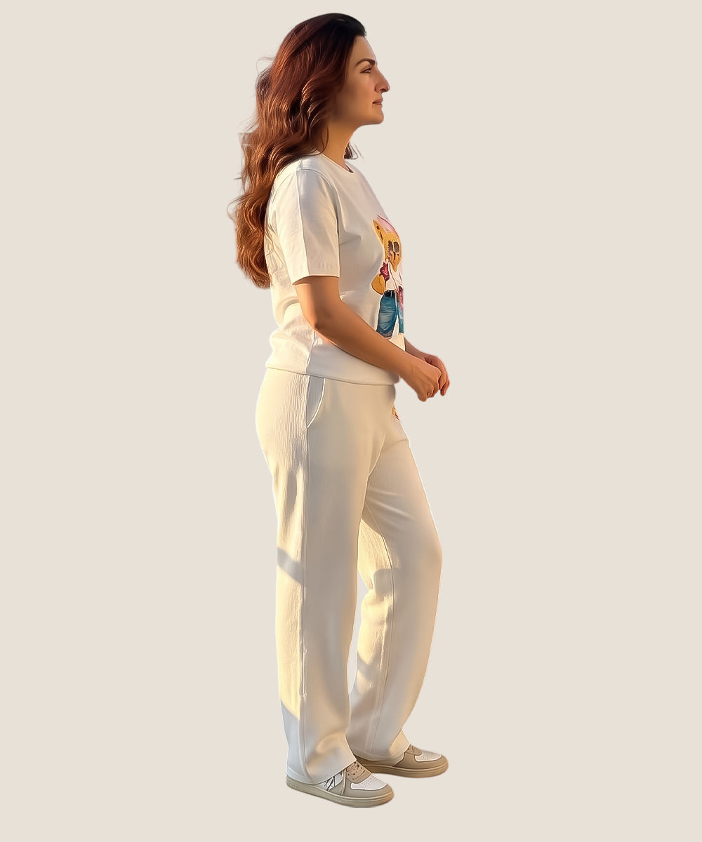 Hamster London Ted H Holiday T Shirt & Lower Cord Set White