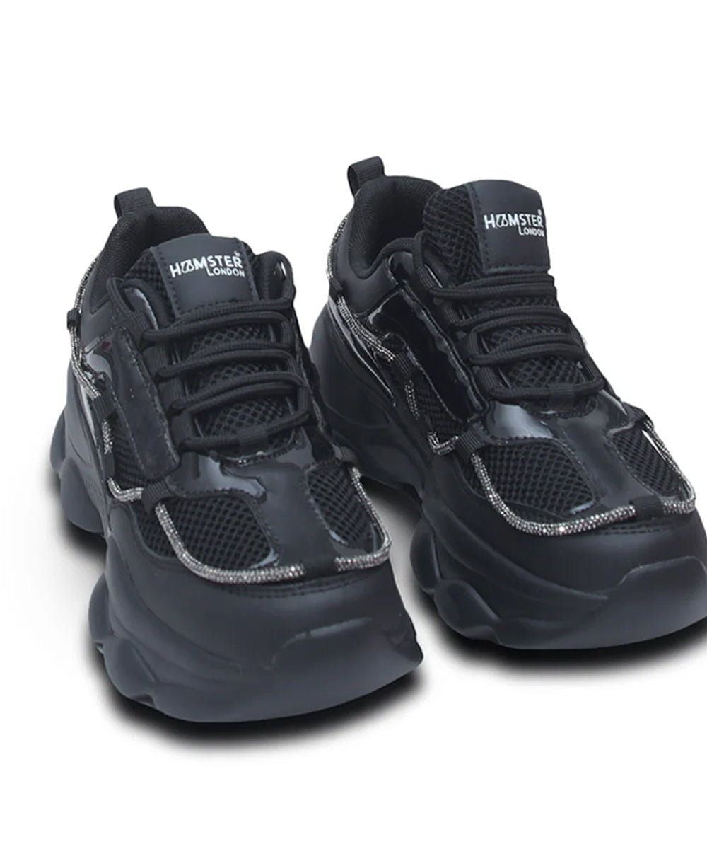Hamster London Mousehole Black Party Sneakers