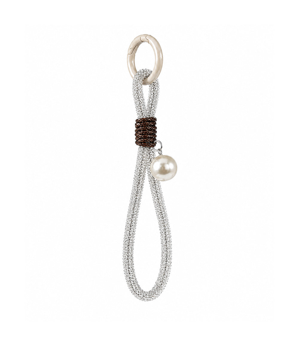 Black Star Teddy Bear Bag Charm with Pearl Bow & Silver Rhinestone Strap