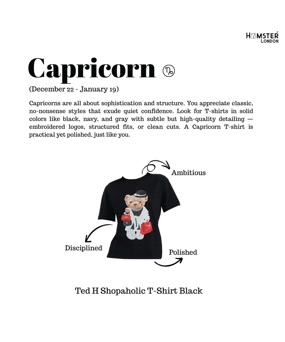 Hamster London Ted H Shopaholic T-Shirt Black