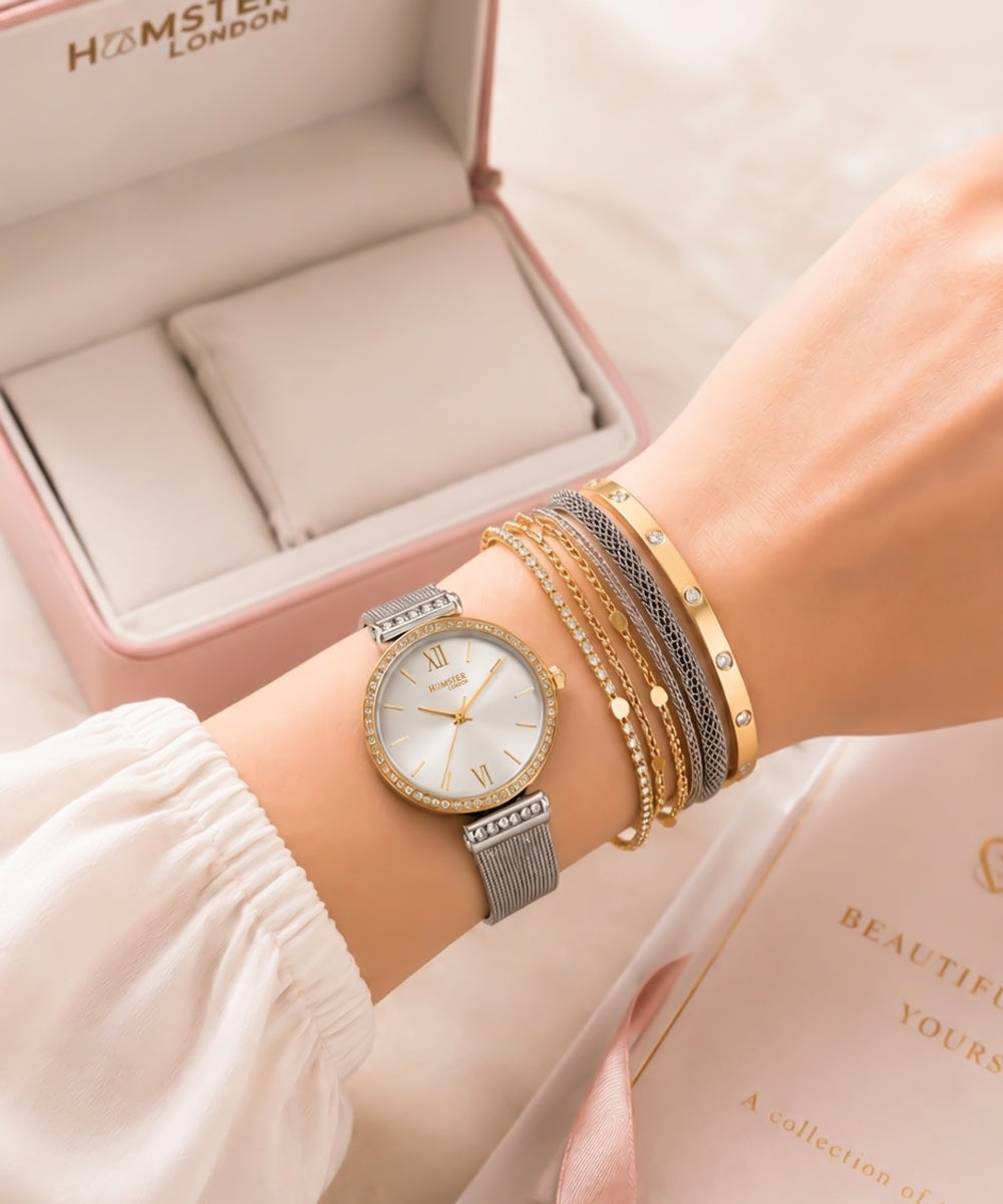 Hamster London Evening Star Women Silver Watch