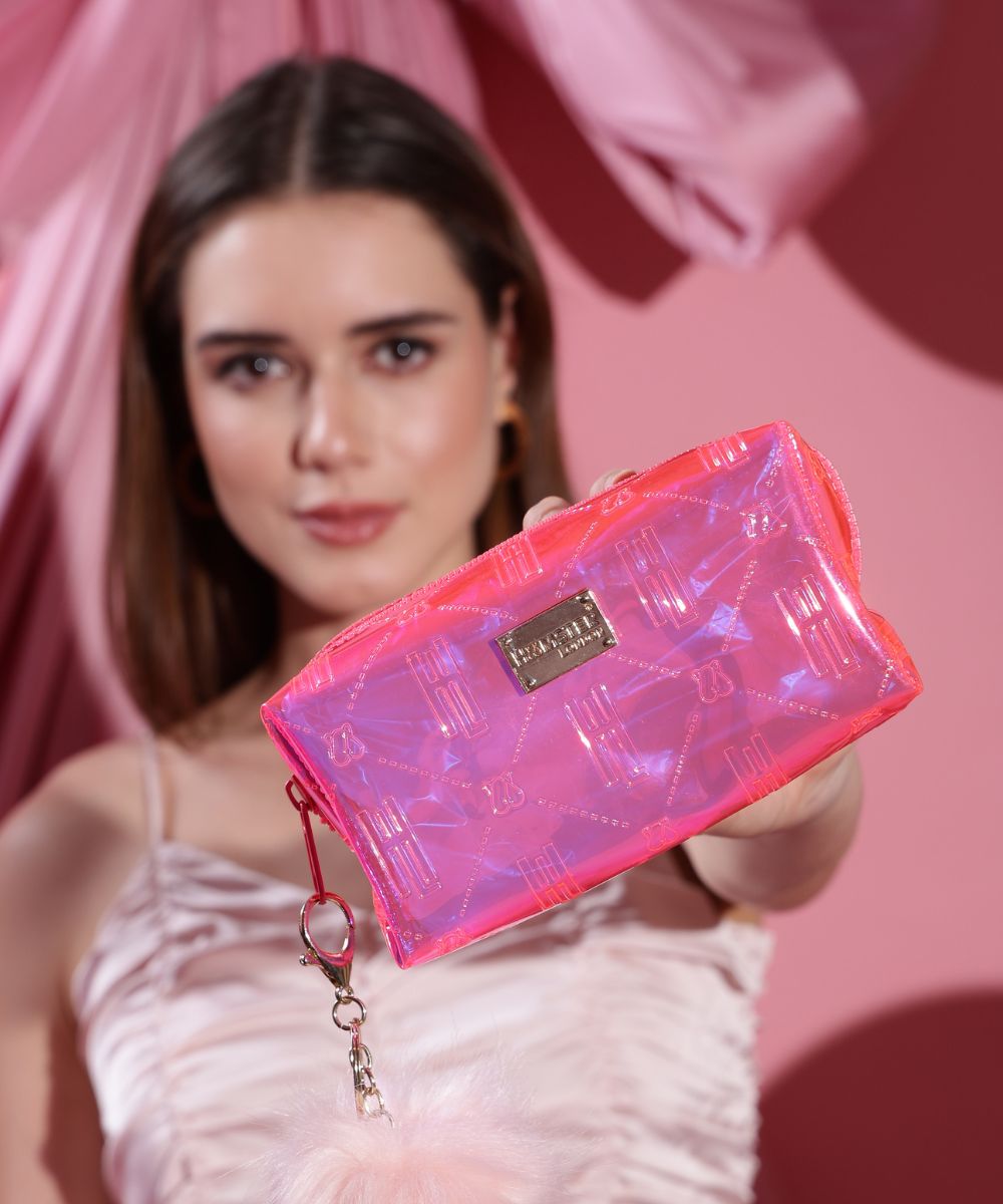 Hamster London Raver Pink Pouch with Pom Pom