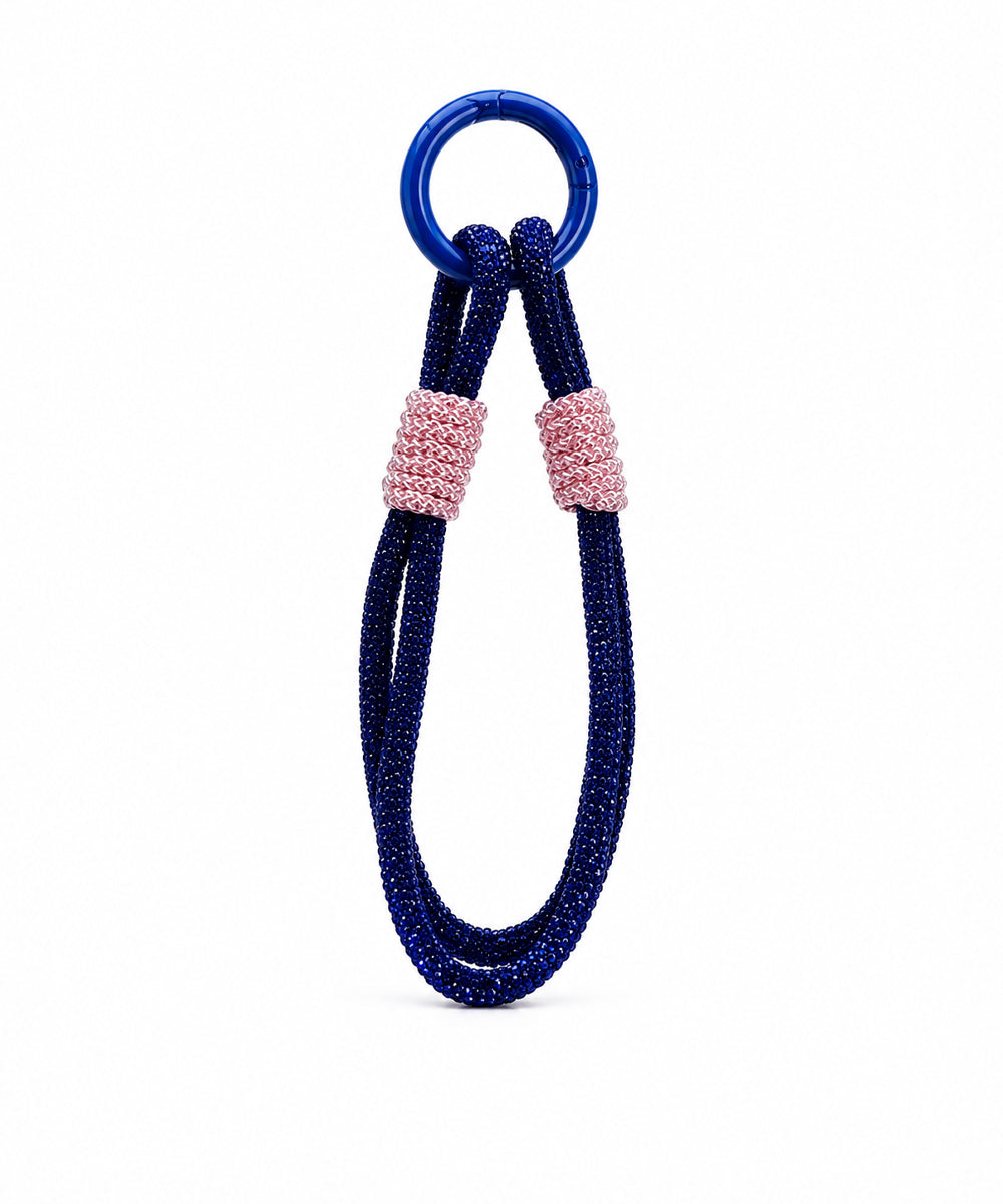 Blue Bow Teddy Bear Bag Charm with Sparkling Cord Strap