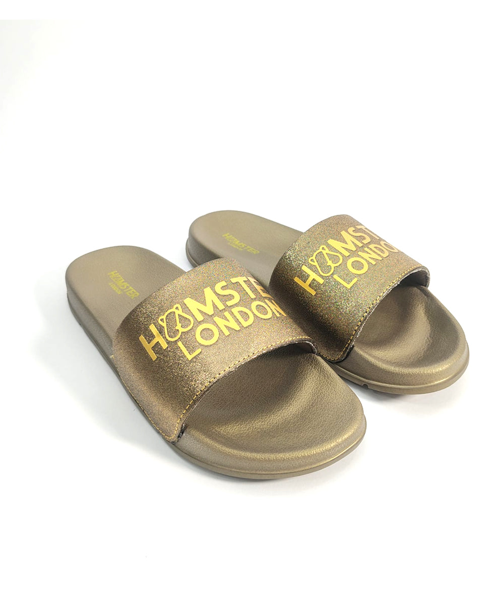 Hamster London Slides Glitter Gold