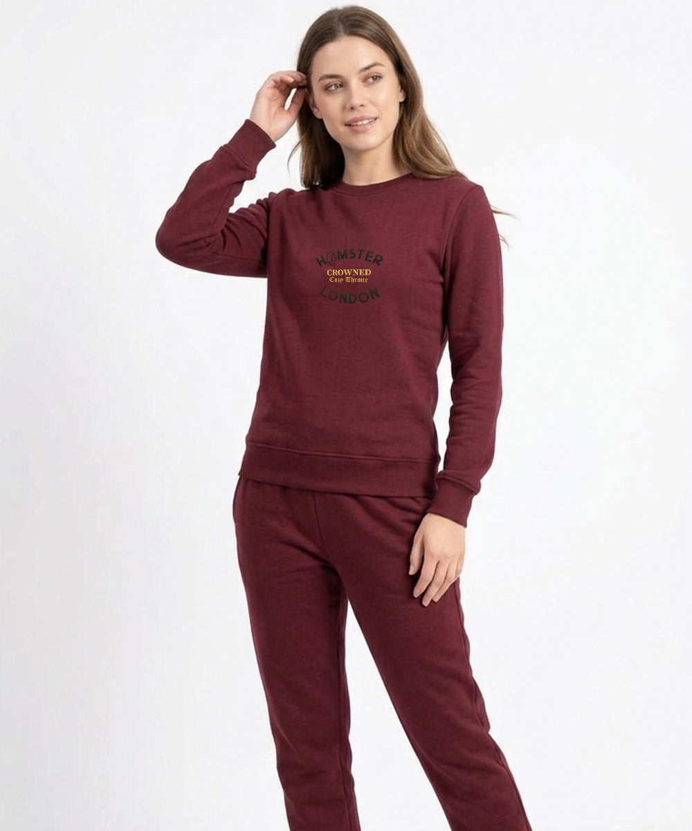 Hamster London Crowned Cozy Throne Sweatshirt & Lowers Set Maroon