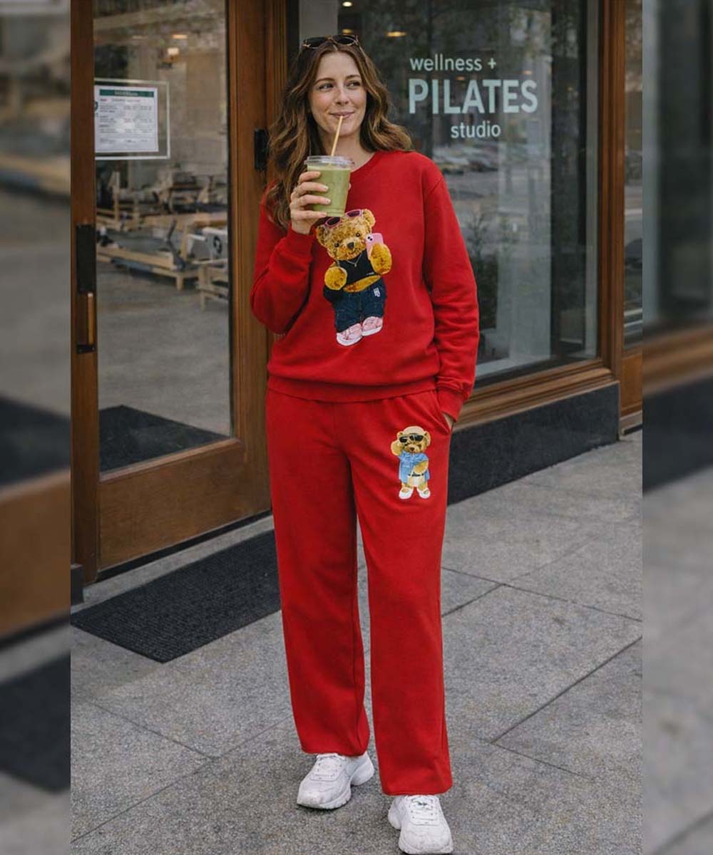 Hamster London Ted H Holiday Red Sweatshirt & Lower Cord Set