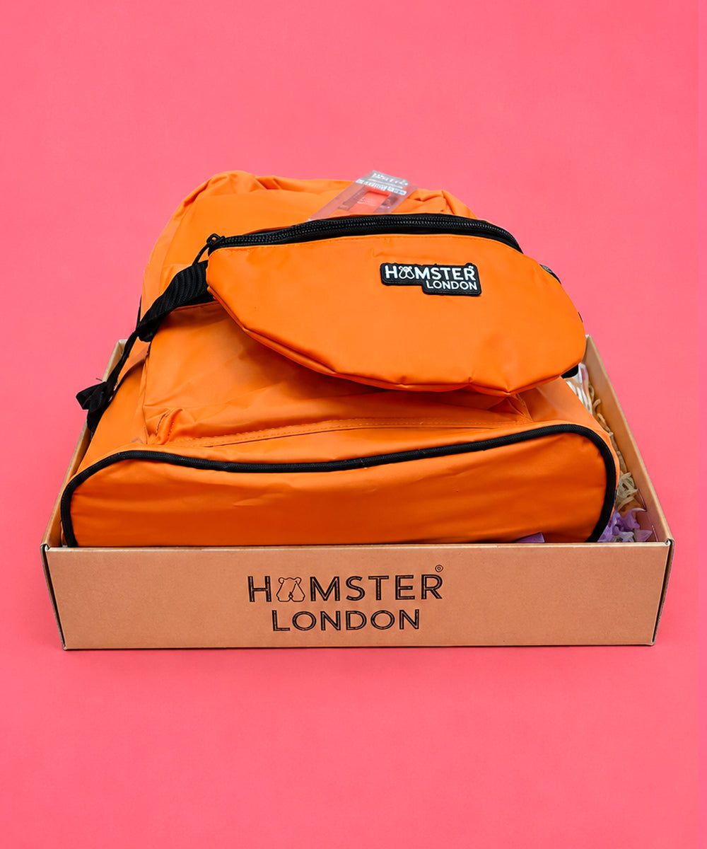 Hamster London Neon Backpack Gift Set with Waist Bag, Stainless Steel Bottle & Slap Watch