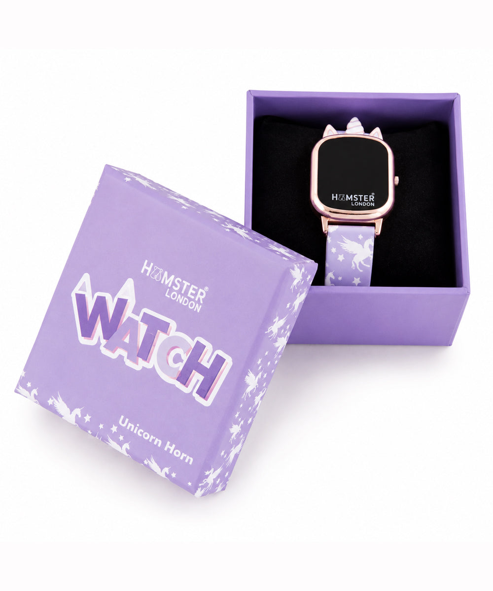 Hamster London Unicorn Metal Horn Purple Digital Watch