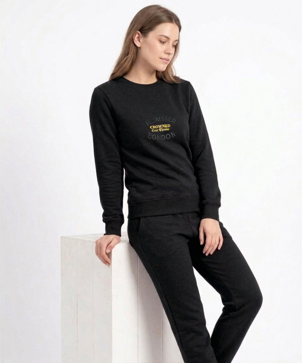 Hamster London Crowned Cozy Throne Sweatshirt & Lowers Set Black