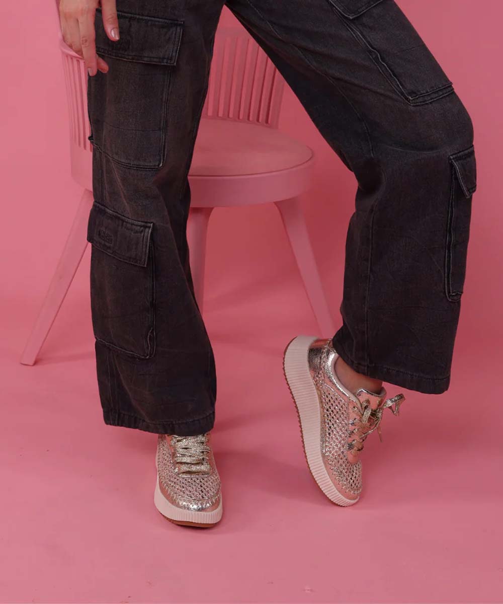 Hamster London Marcella Mesh Gold Party Sneakers