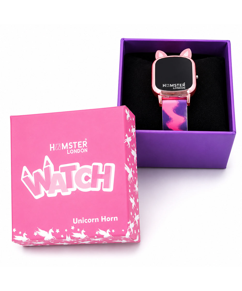Hamster London Unicorn Metal Horn Swirl Digital Watch