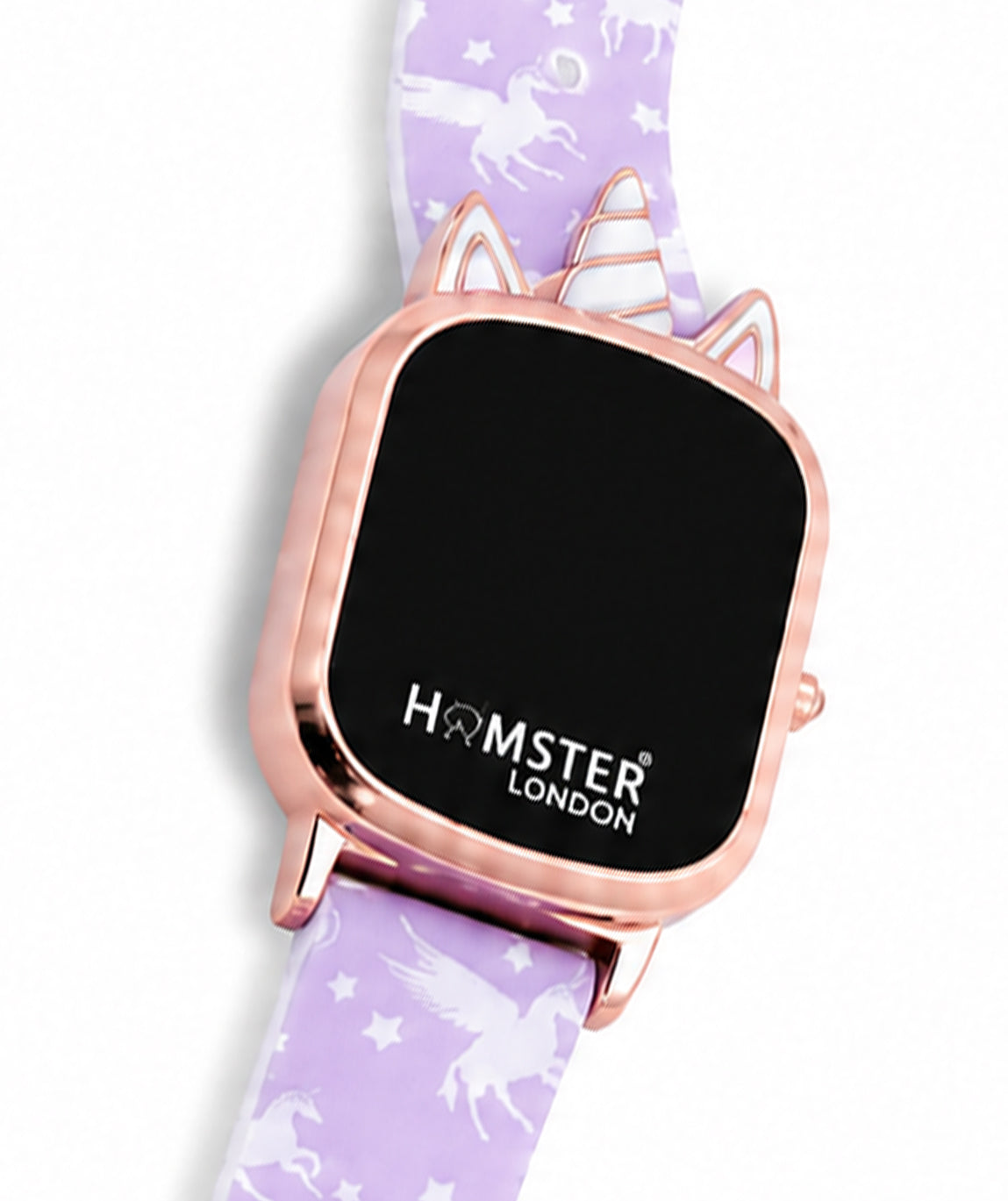 Hamster London Unicorn Metal Horn Purple Digital Watch